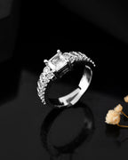 VOJ Silver Plated Cubic Zirconia Studded Finger Ring