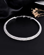 VOJ Silver Plated Choker Two Layer Necklace