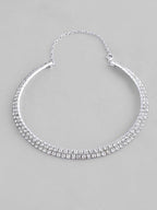 VOJ Silver Plated Choker Two Layer Necklace