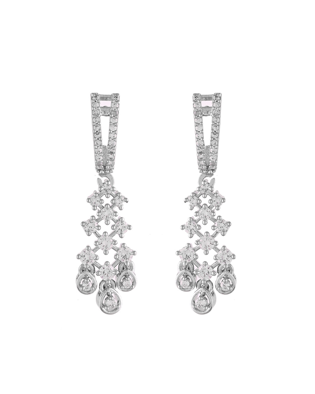 VOJ Silver Plated CZ- Stone Studded Designer Jewellery Set