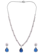 VOJ Silver Plated Blue Stone Studded Necklace Set