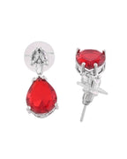 VOJ Silver Plated Red Stone Studded Necklace Set