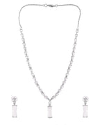 VOJ Silver Plated White Stone Studded Necklace Set