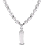 VOJ Silver Plated White Stone Studded Necklace Set