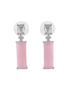 VOJ Silver Plated Baby Pink Stone Studded Necklace Set