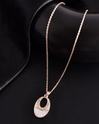 VOJ Rose Gold-Polished Oval Pandent Chain