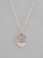 VOJ Rose Gold-Polished Oval Pandent Chain