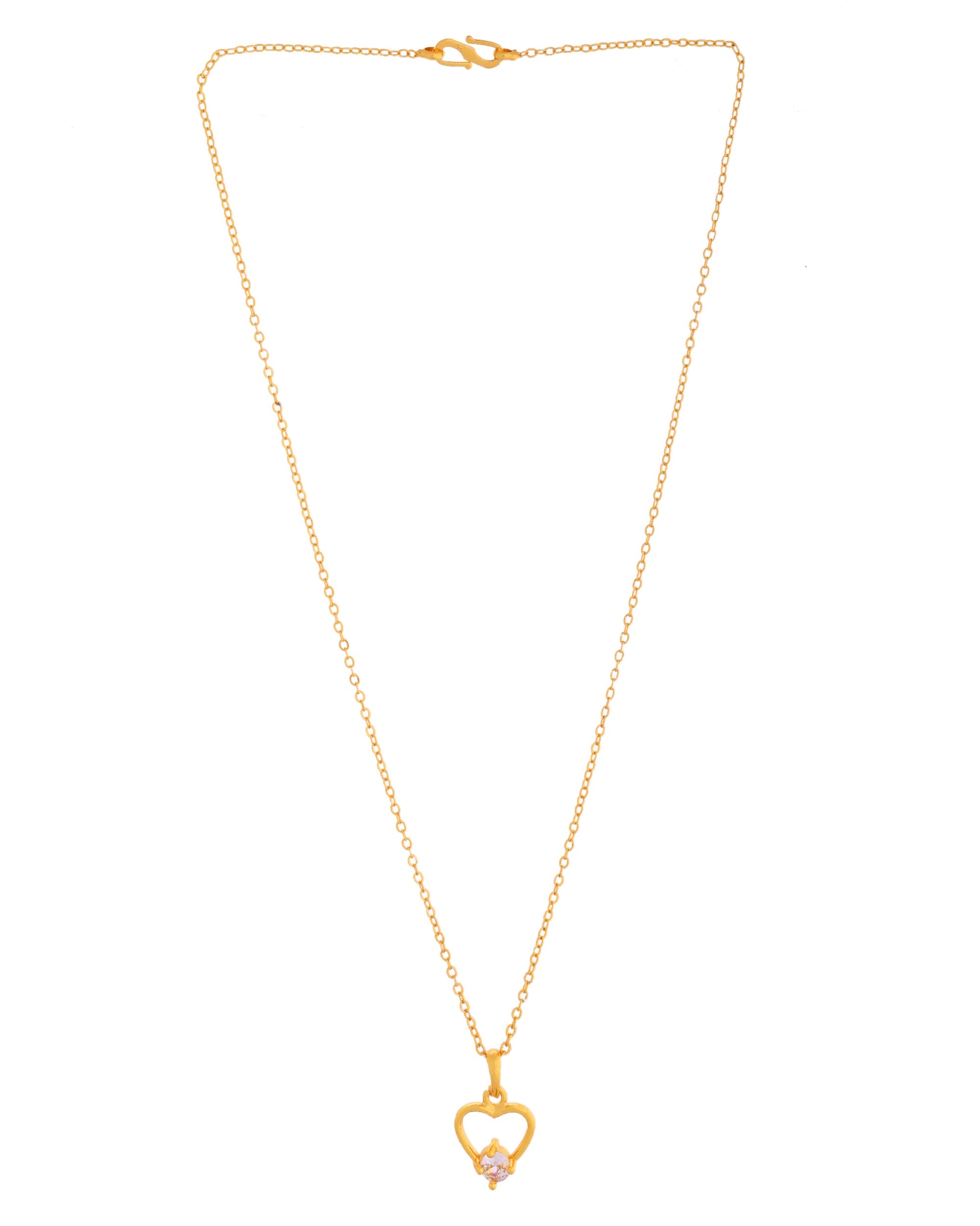 VOJ Gold Polished Stainless Steel Chain With Stone Studded Pendant - Distacart