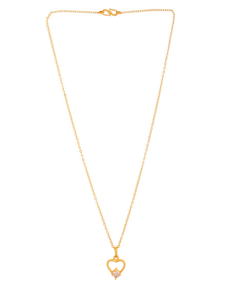 VOJ Gold Polished Stainless Steel Chain With Stone Studded Pendant