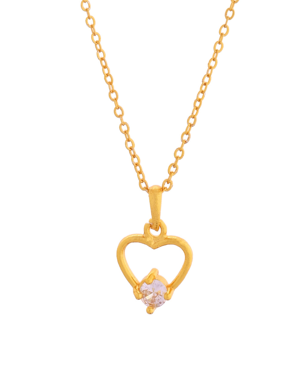 VOJ Gold Polished Stainless Steel Chain With Stone Studded Pendant - Distacart