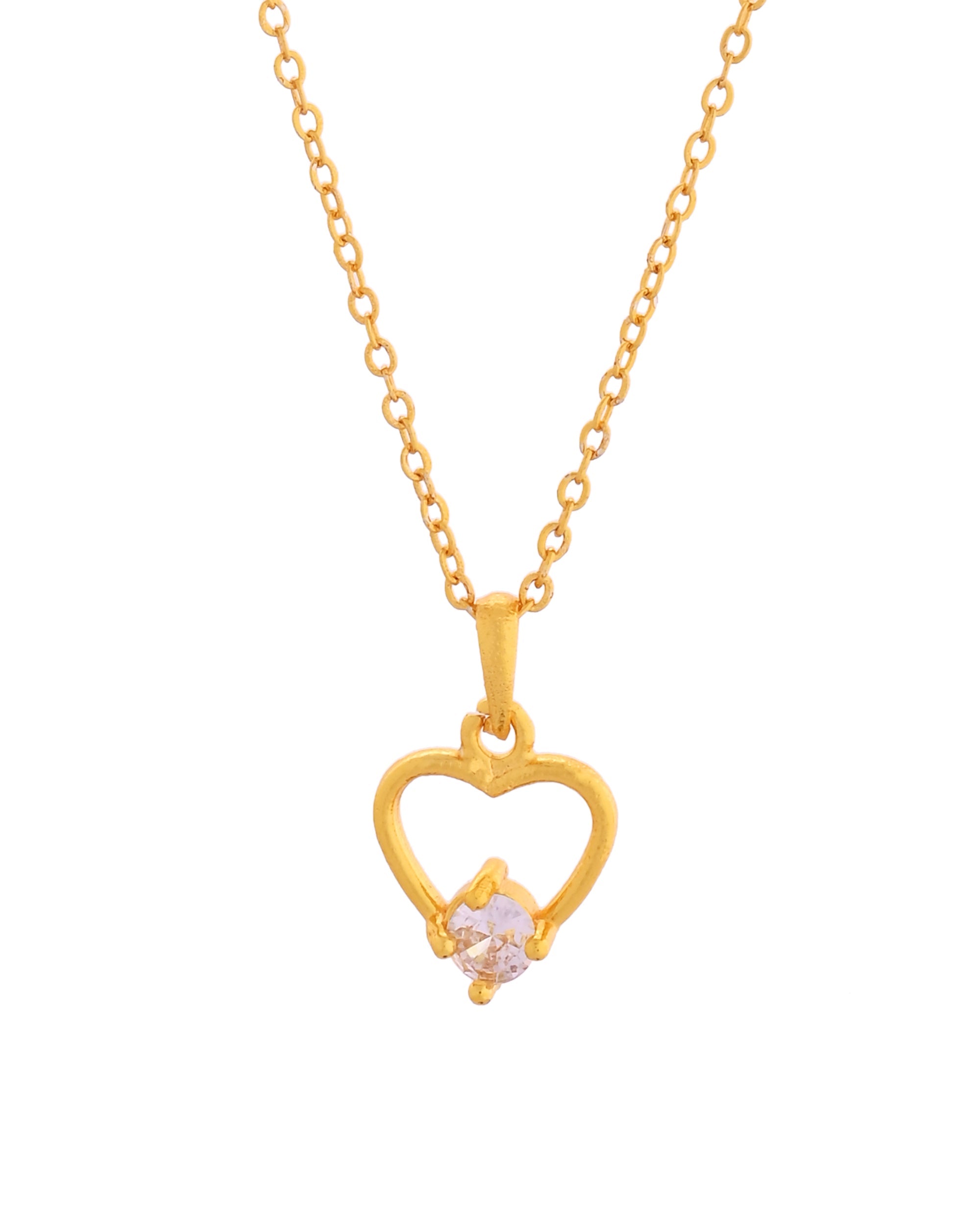 VOJ Gold Polished Stainless Steel Chain With Stone Studded Pendant - Distacart