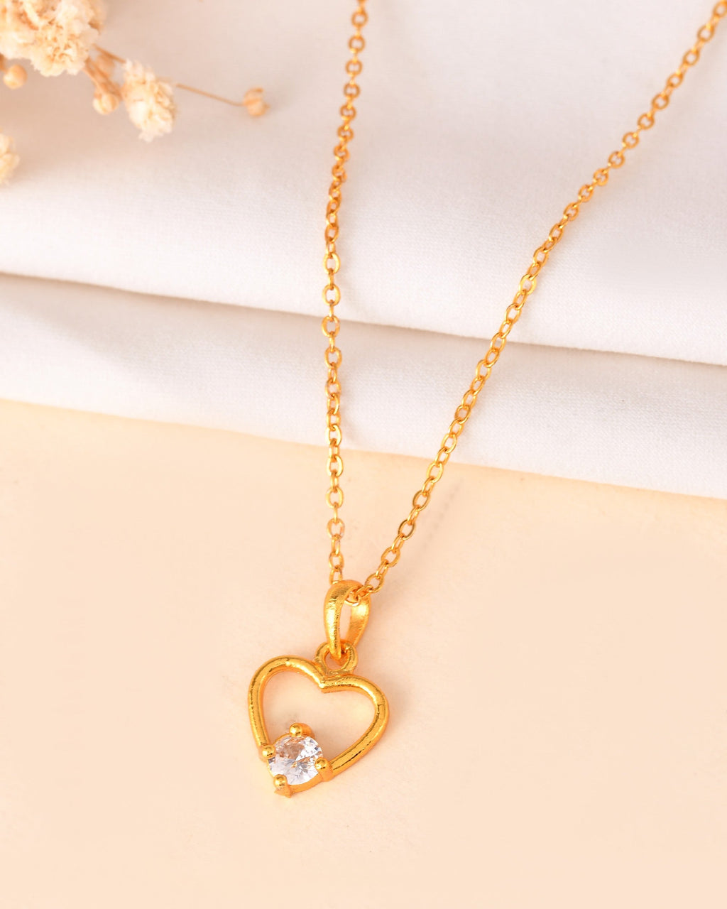 VOJ Gold Polished Stainless Steel Chain With Stone Studded Pendant - Distacart