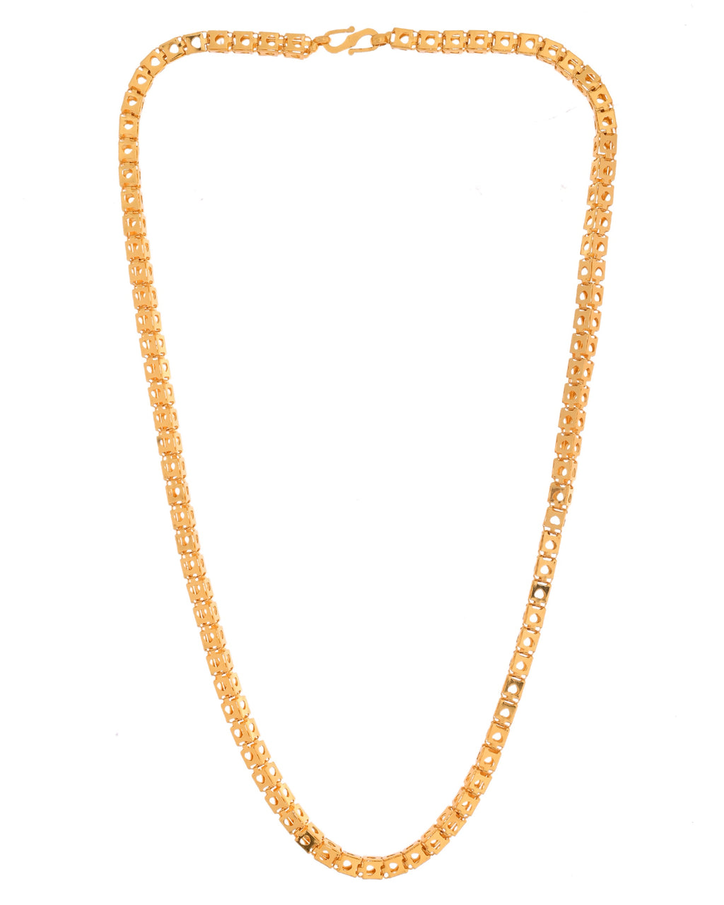 VOJ Men Stainless Steel Gold Polished Square Shaped Chain - Distacart
