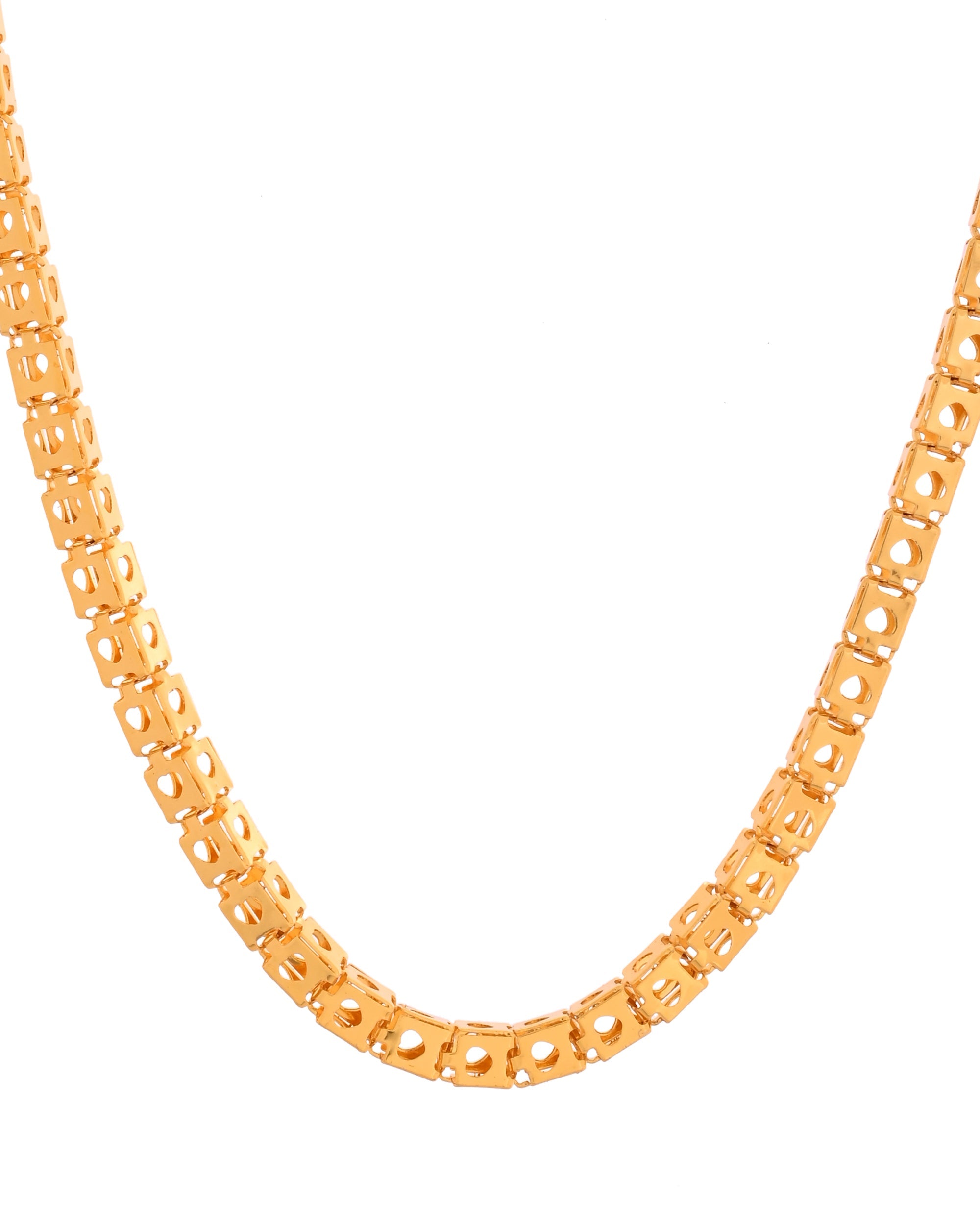 VOJ Men Stainless Steel Gold Polished Square Shaped Chain - Distacart