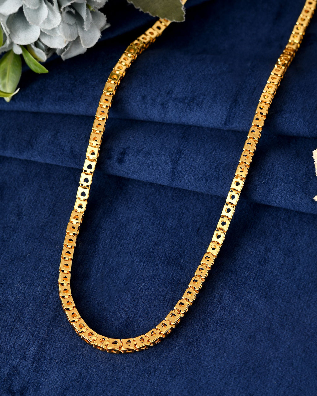 VOJ Men Stainless Steel Gold Polished Square Shaped Chain - Distacart