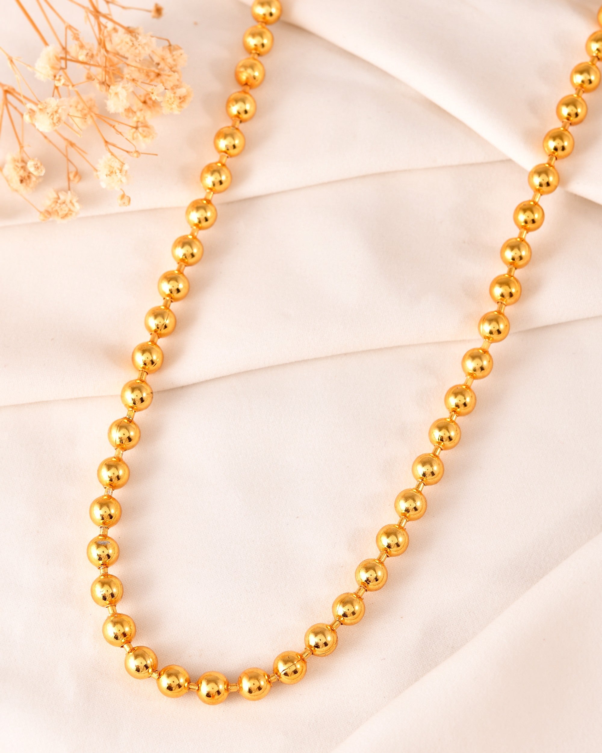 VOJ Gold Polished Ball Shaped Elegant Chain For Men - Distacart