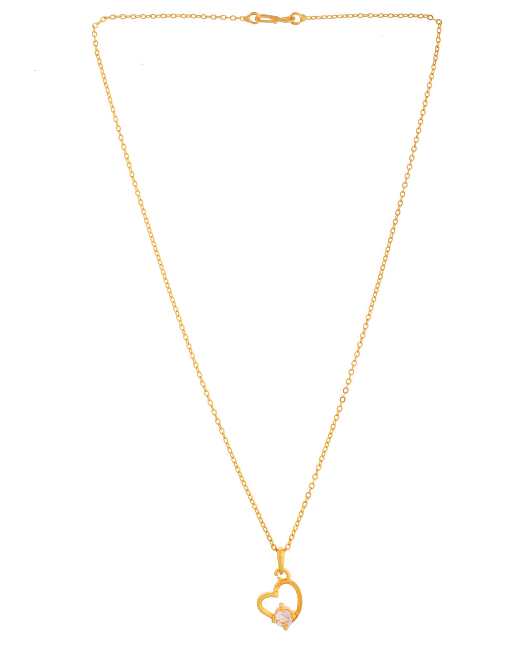 VOJ Gold Polished Chain With Heart Shaped Stone Studded Pendant - Distacart