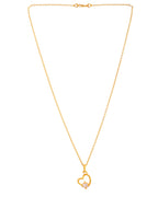 VOJ Gold Polished Chain With Heart Shaped Stone Studded Pendant - Distacart