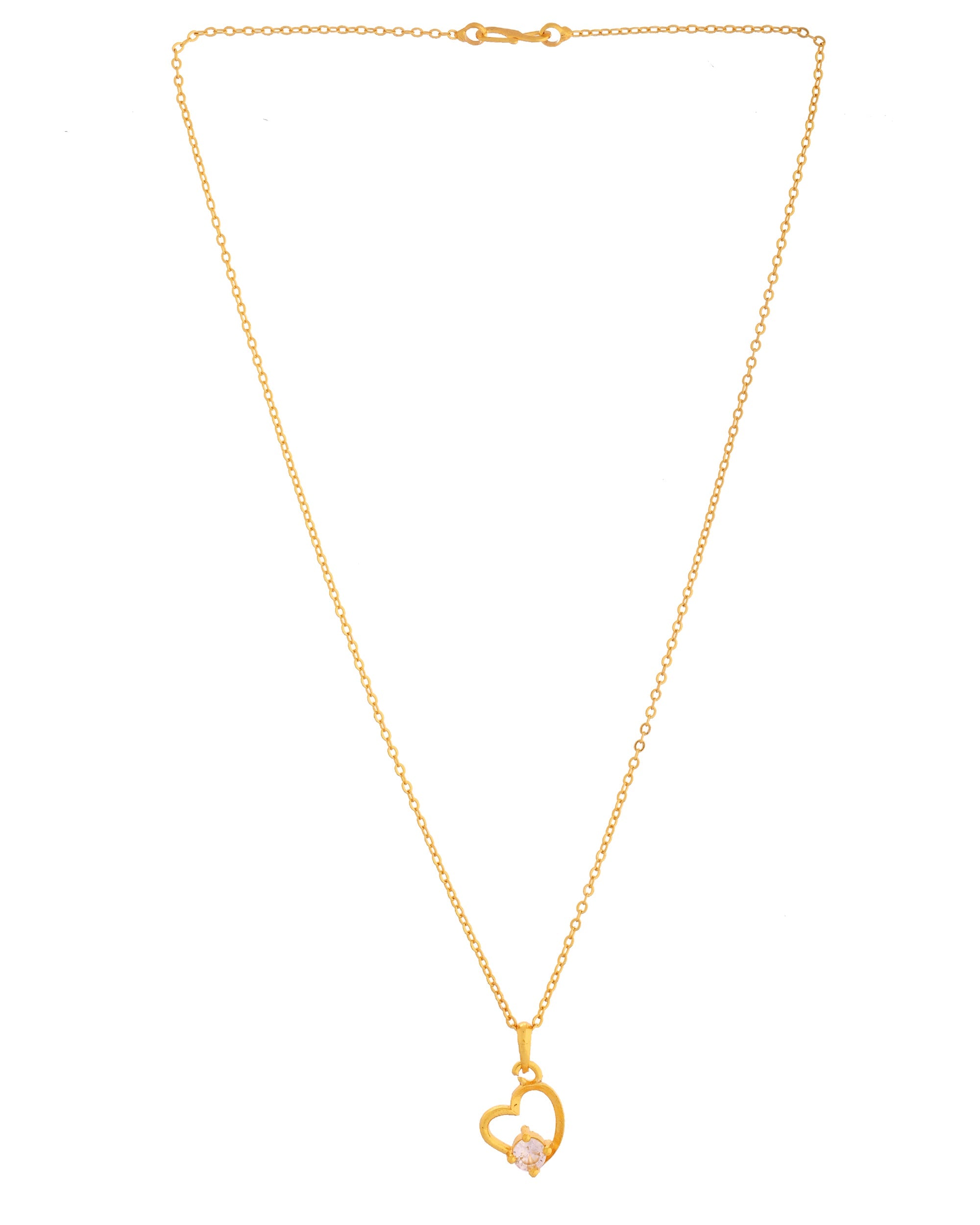 VOJ Gold Polished Chain With Heart Shaped Stone Studded Pendant - Distacart