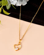 VOJ Gold Polished Chain With Heart Shaped Stone Studded Pendant - Distacart