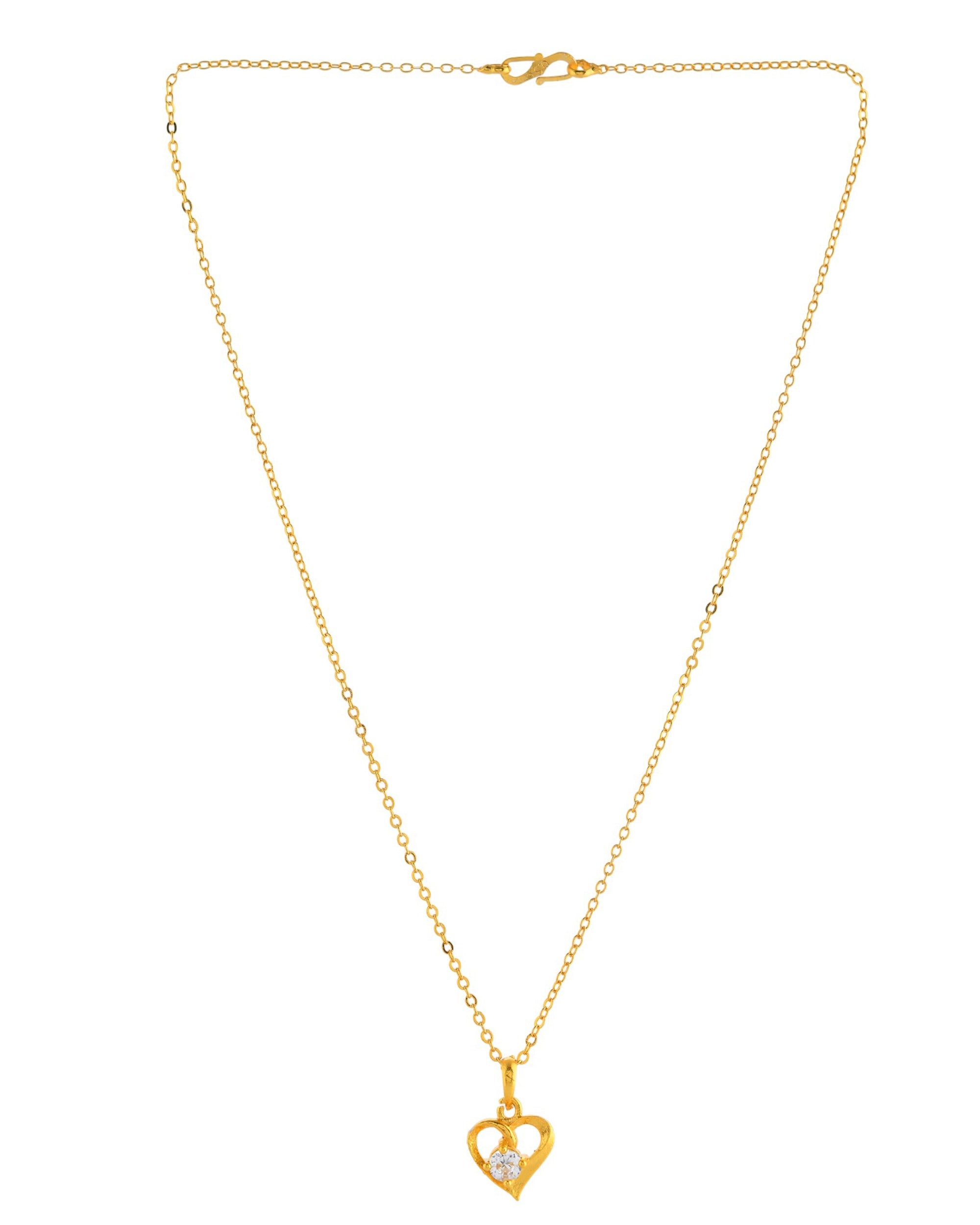 VOJ Gold Polished Chain With Heart Shaped Pendant - Distacart