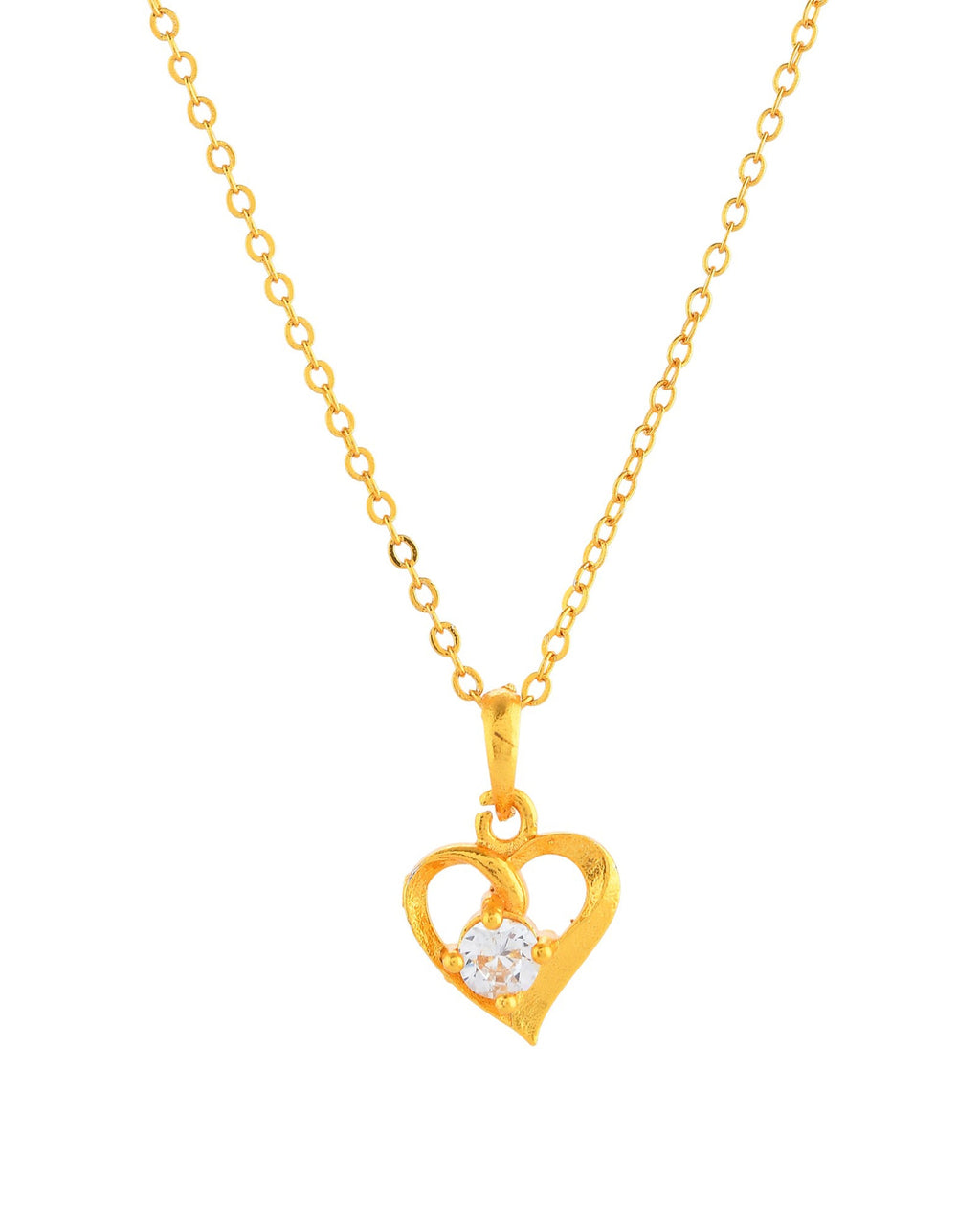 VOJ Gold Polished Chain With Heart Shaped Pendant - Distacart