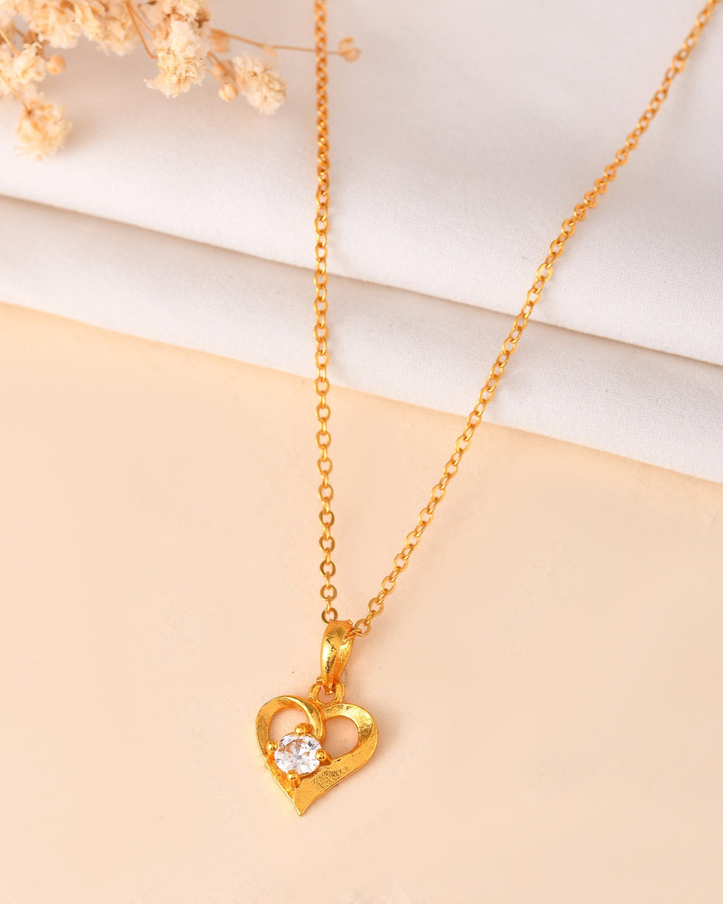 VOJ Gold Polished Chain With Heart Shaped Pendant - Distacart
