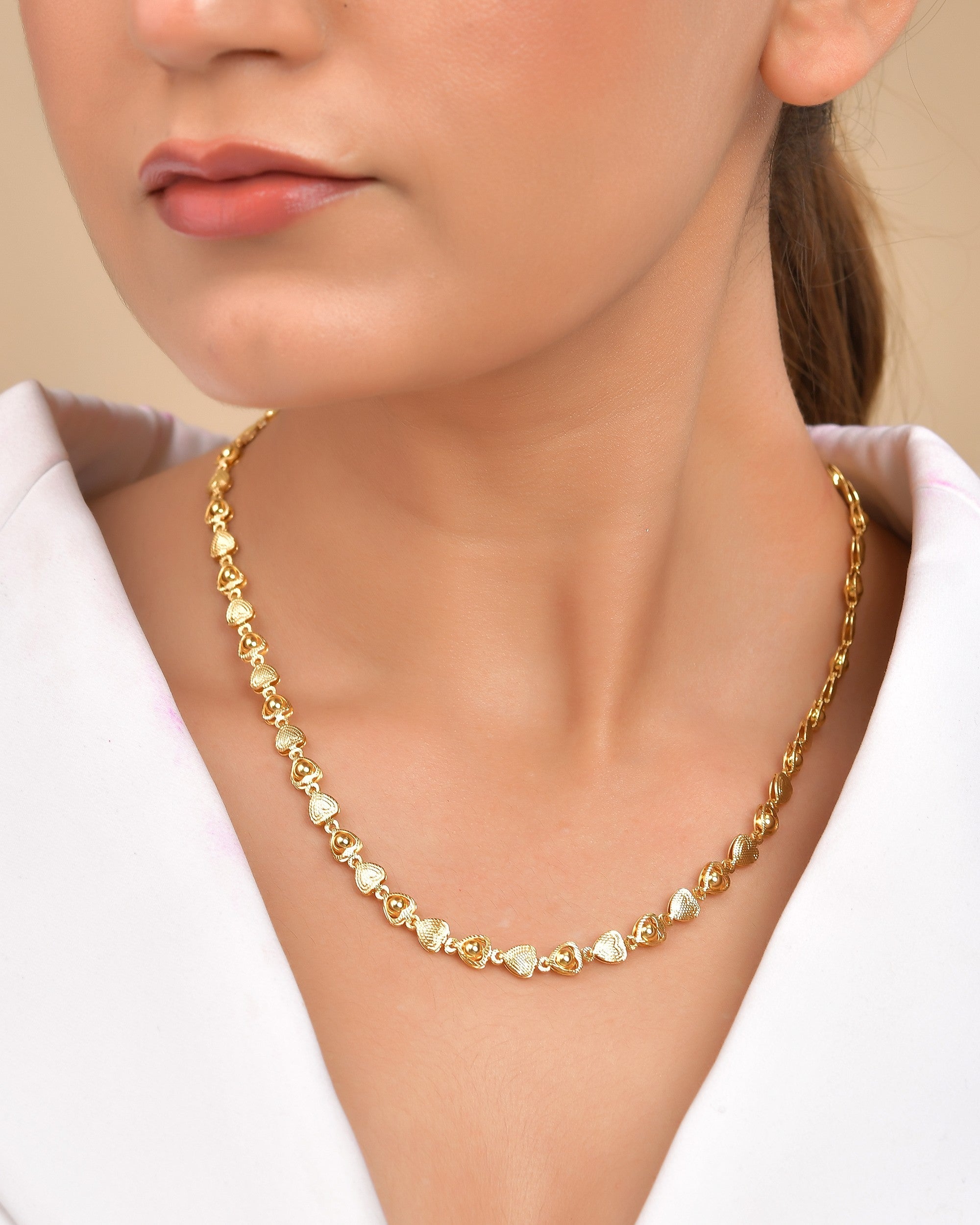 VOJ Women Gold Polished Heart Shaped Chain - Distacart