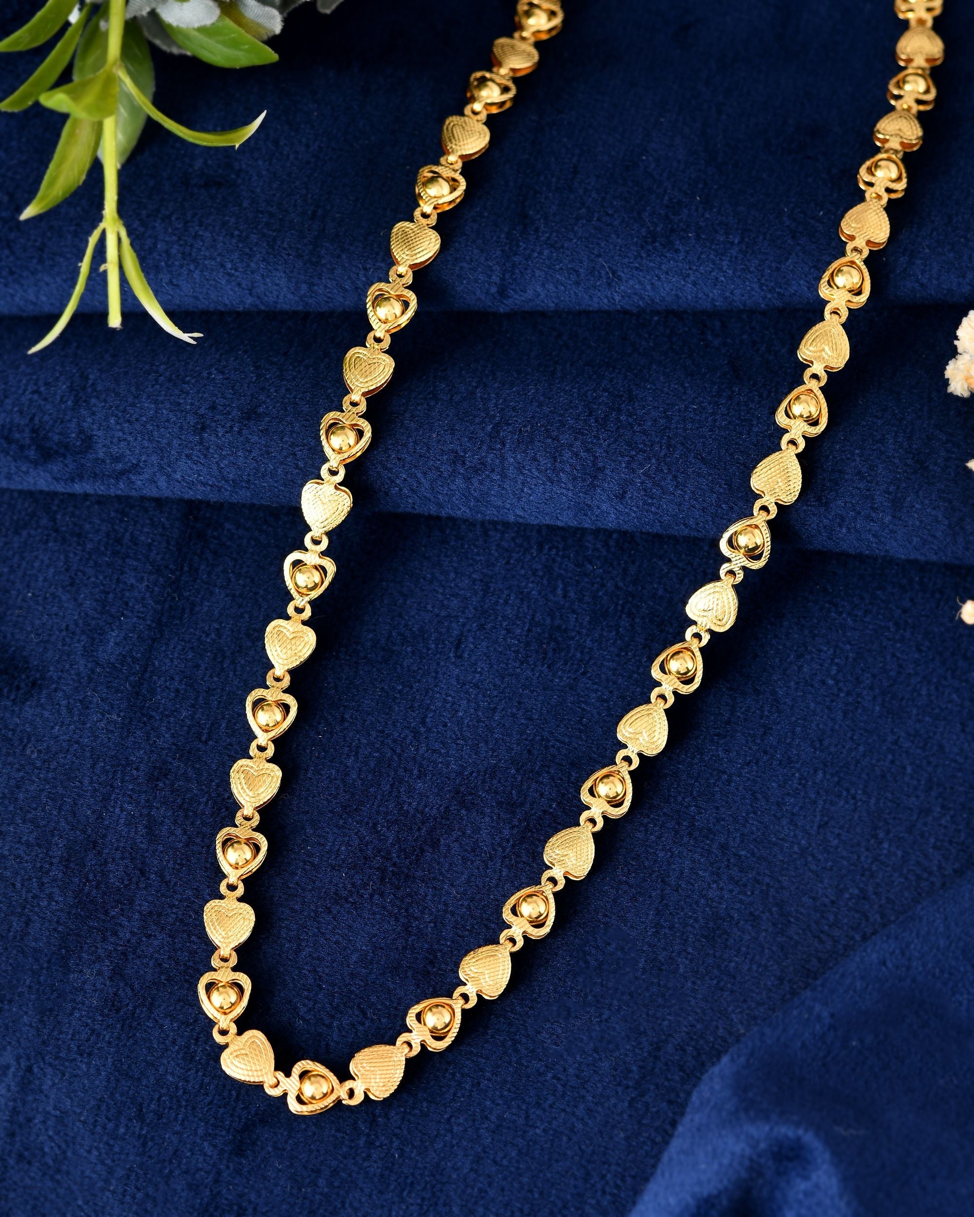 VOJ Women Gold Polished Heart Shaped Chain - Distacart