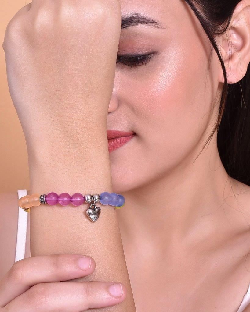 VOJ Multi Colour Beaded Elasticated Bracelet - Distacart