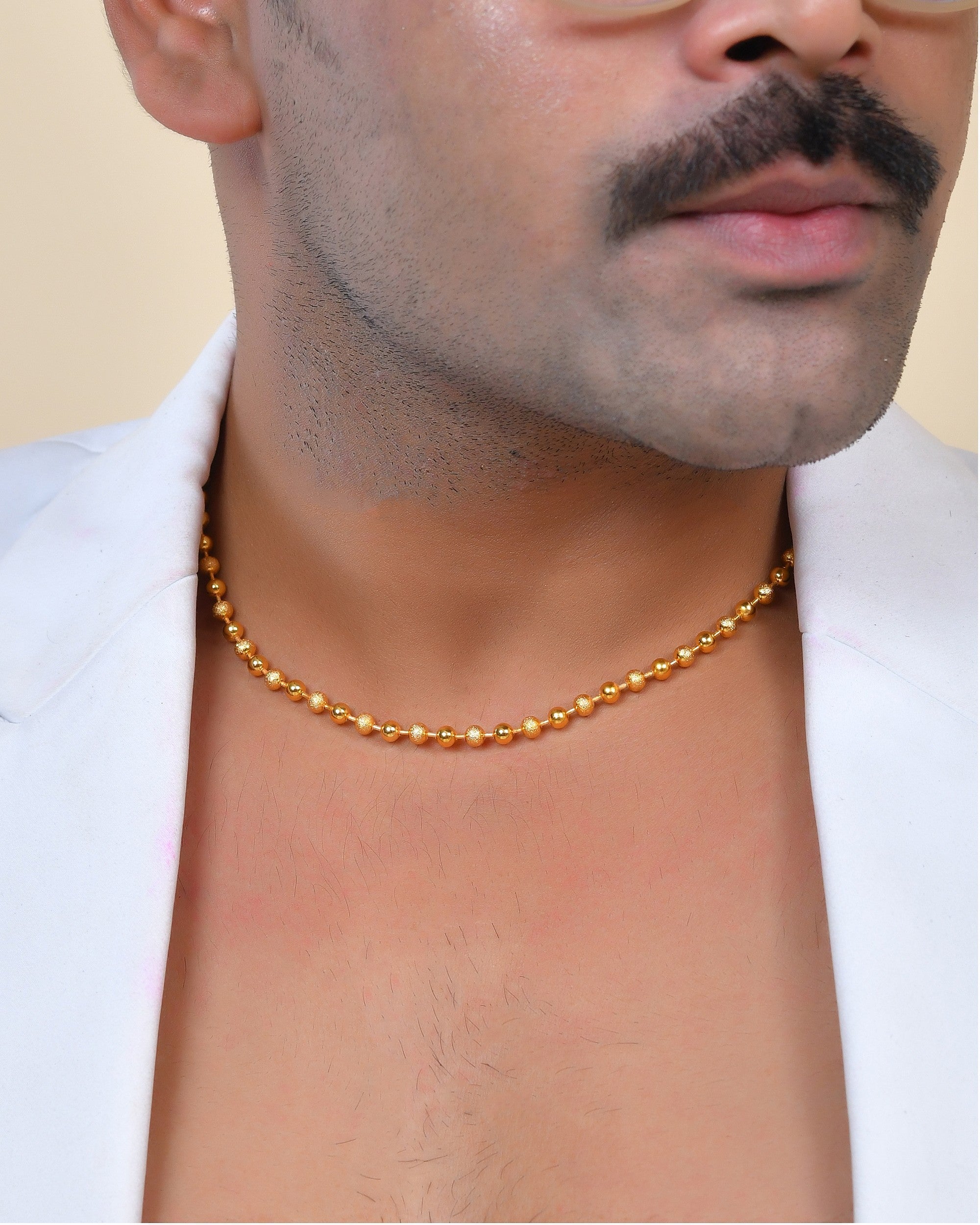 VOJ Men Gold Polished Ball Studded Elegant Chain - Distacart