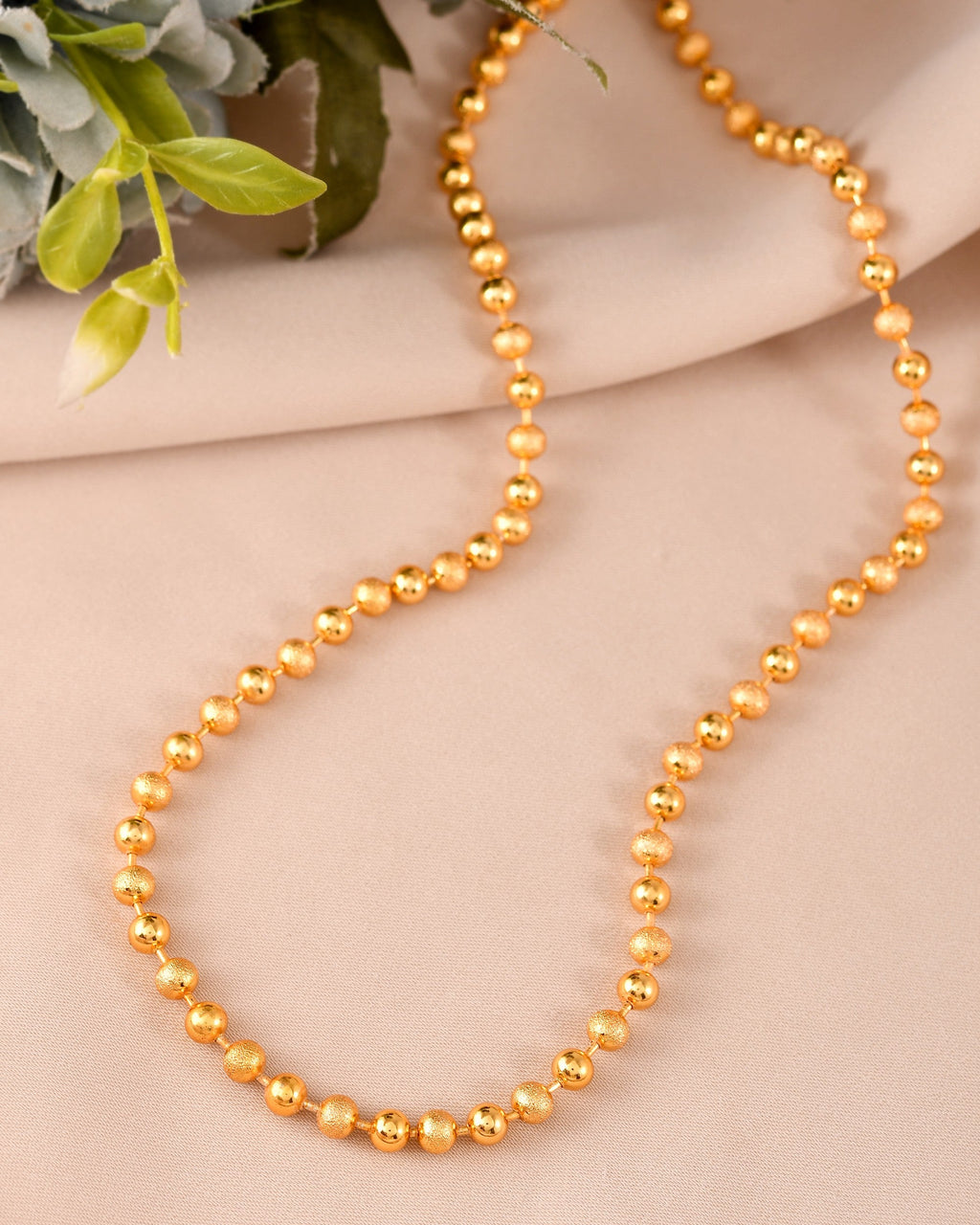VOJ Men Gold Polished Ball Studded Elegant Chain - Distacart