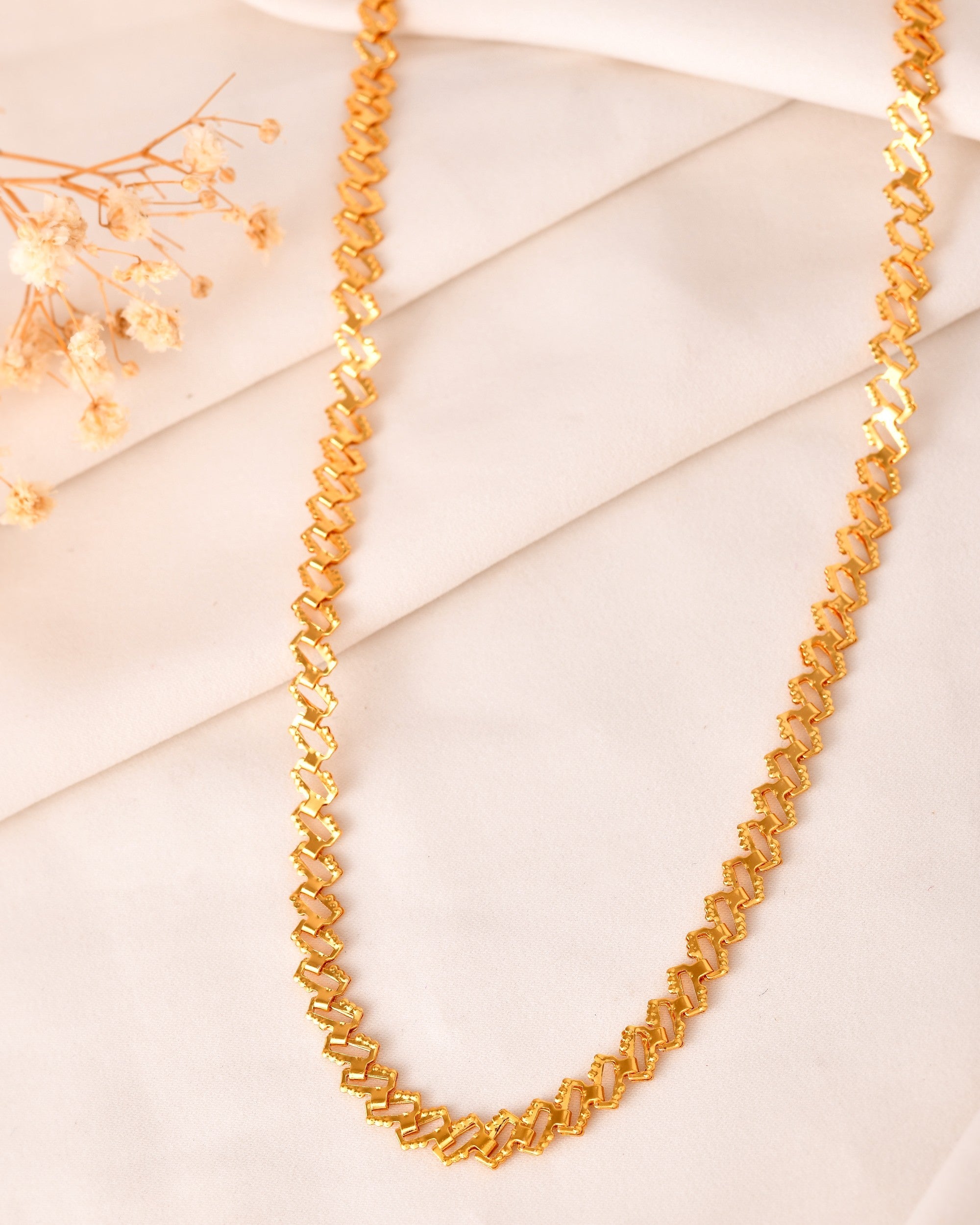 VOJ Gold Polished Designer Stainless Steel Chain For Women - Distacart