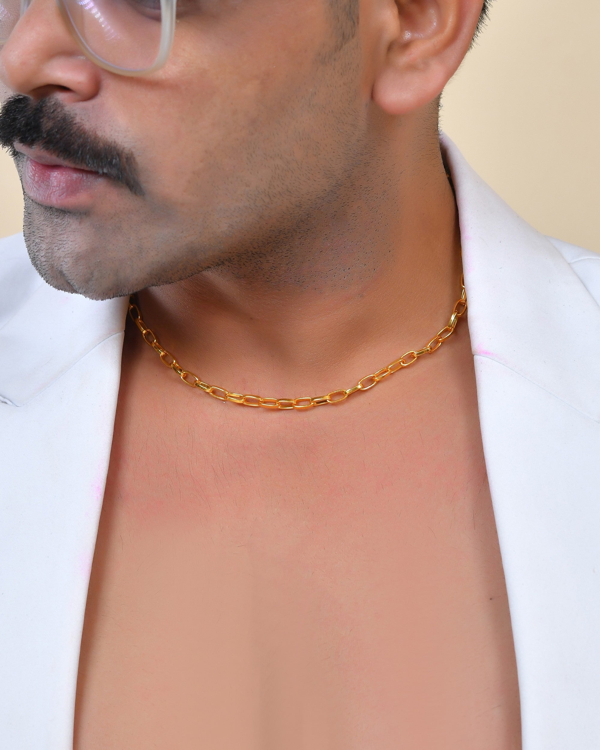 VOJ Gold Polished Stainless Steel Linked Chain For Men - Distacart