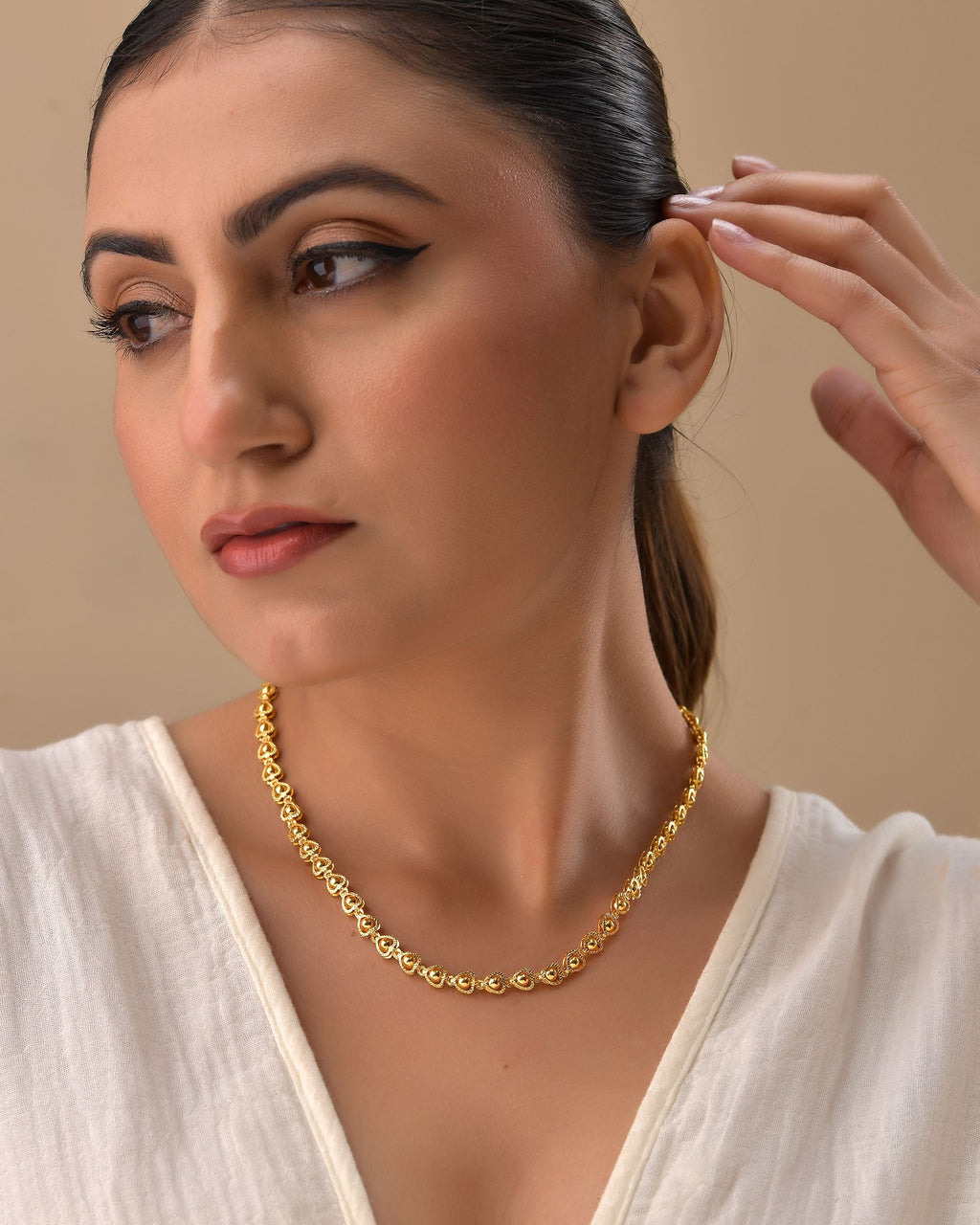 VOJ Gold Polished Heart Shaped Simple Chain For Women - Distacart