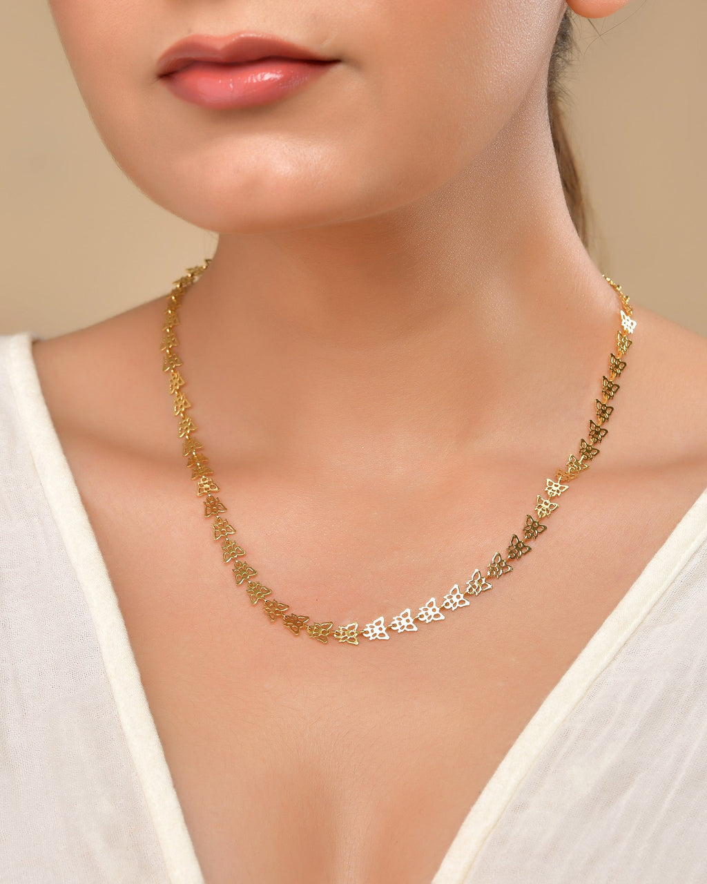 VOJ Gold Polished Stylish Butterfly Shaped Chain - Distacart