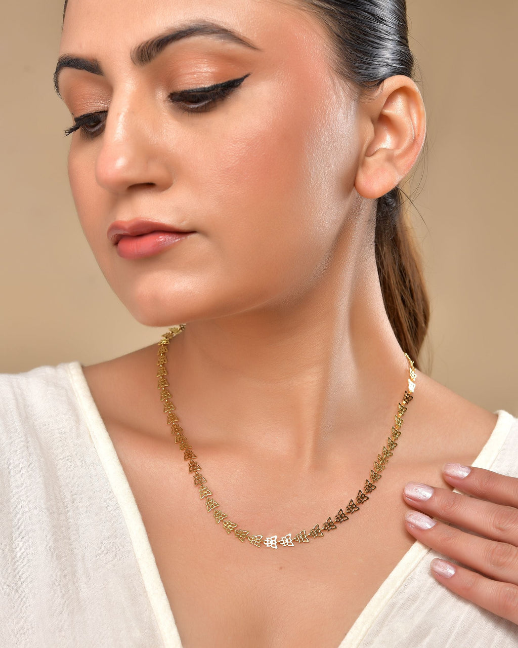 VOJ Gold Polished Stylish Butterfly Shaped Chain - Distacart