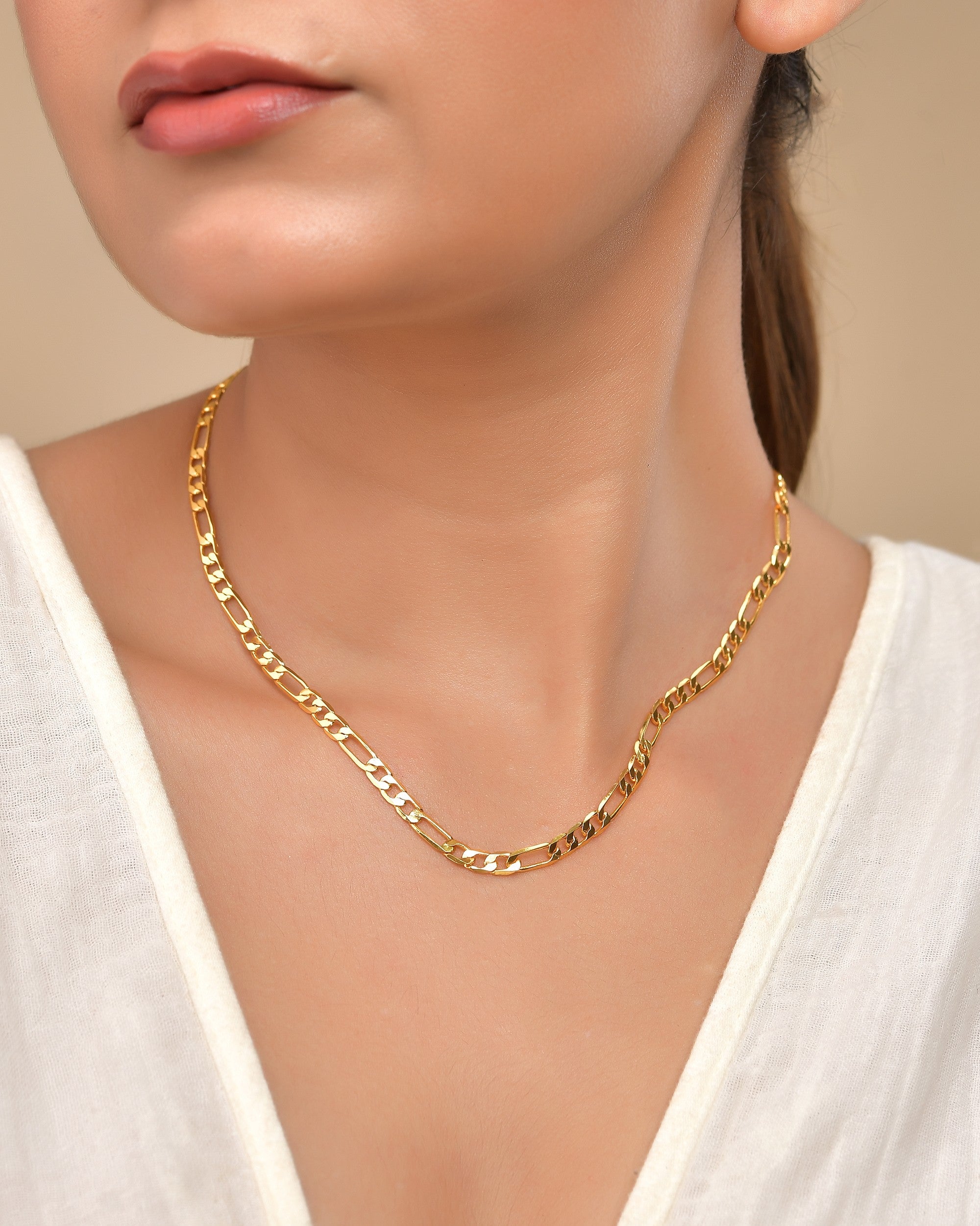 VOJ Gold Polished Minimal Linked Chain For Women - Distacart