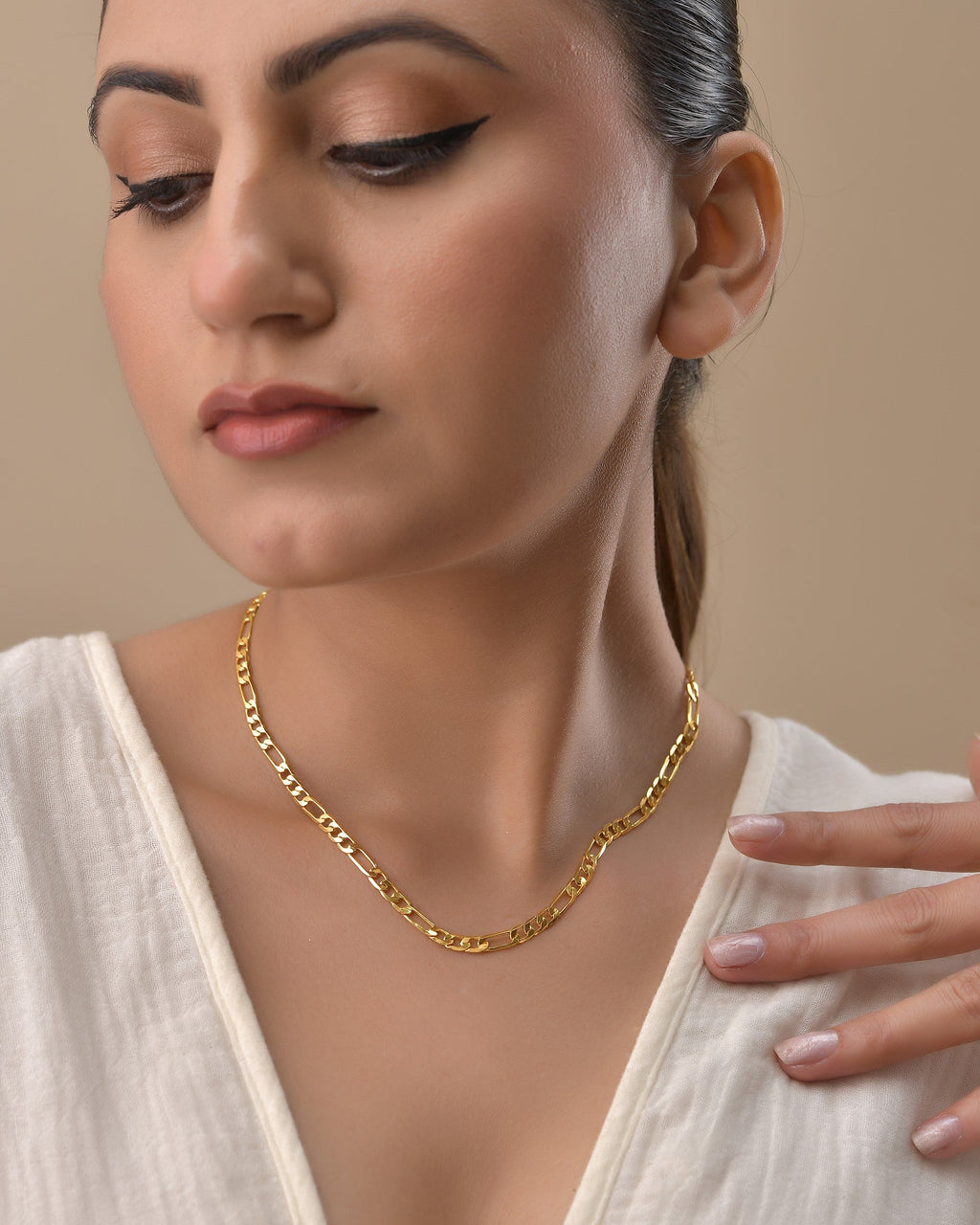 VOJ Gold Polished Minimal Linked Chain For Women - Distacart