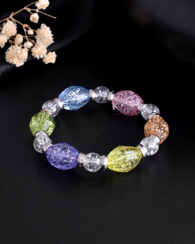VOJ Multi Colour Beaded Elasticated Bracelet - Distacart