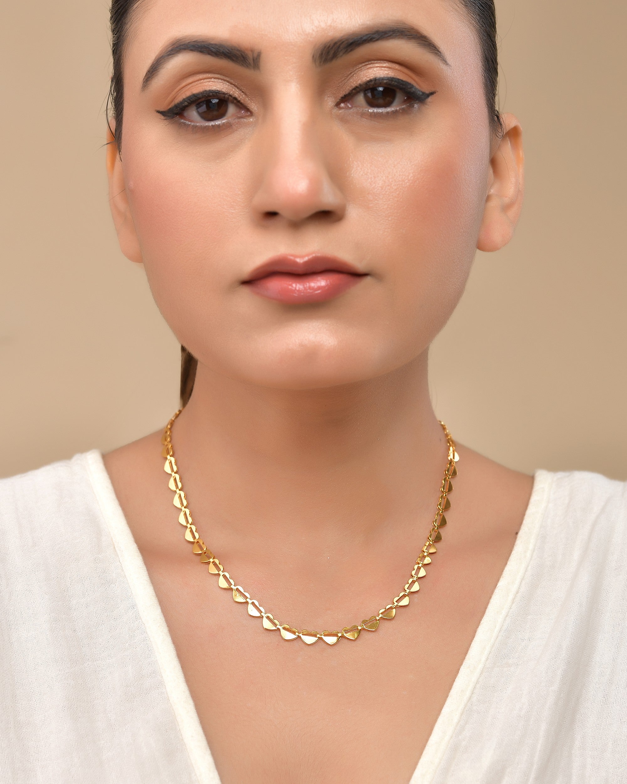 VOJ Heart Shaped Stainless Steel Gold Polished Chain - Distacart