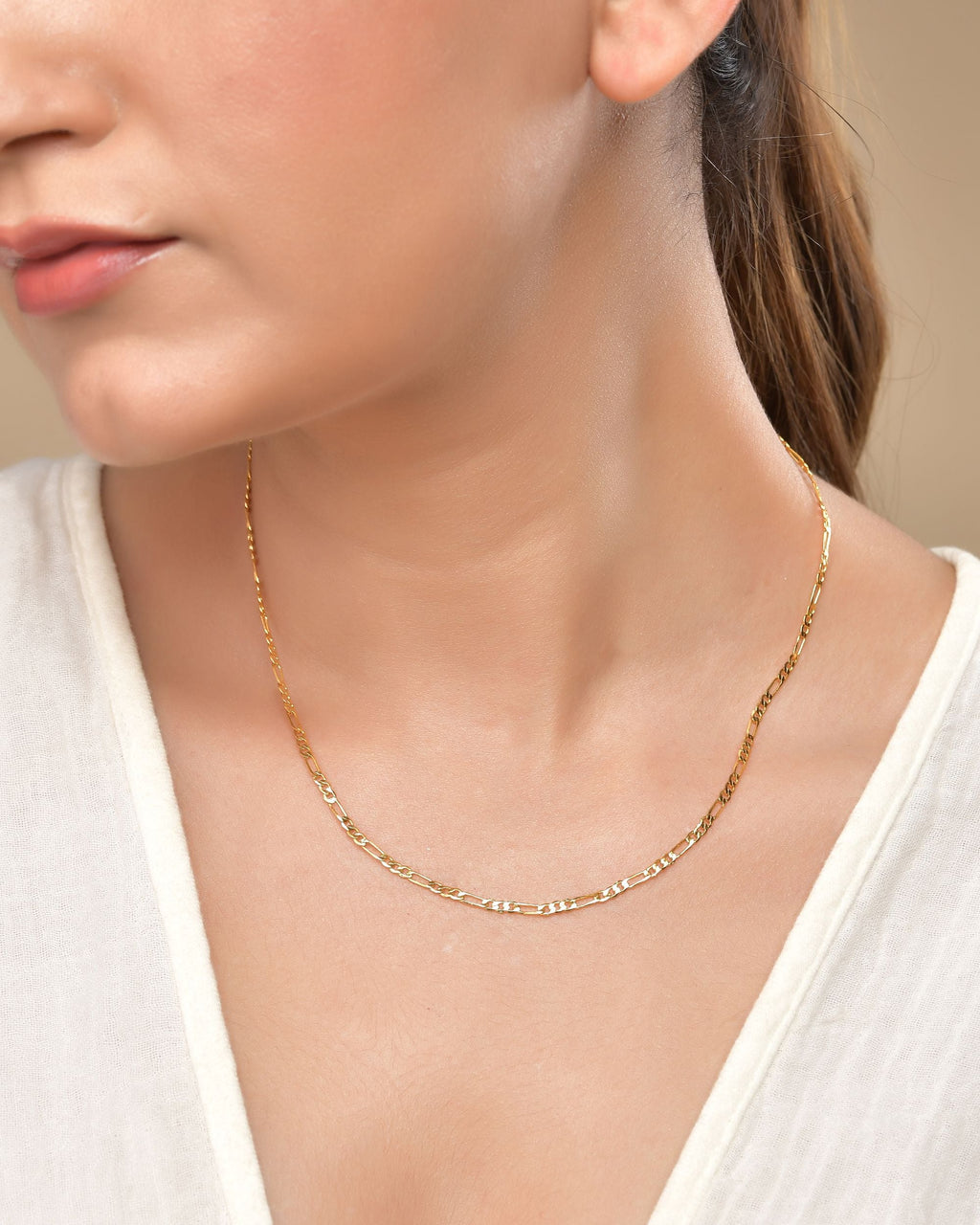 VOJ Women Stainless Steel Gold Polished Minimal Figaro Link Chain - Distacart