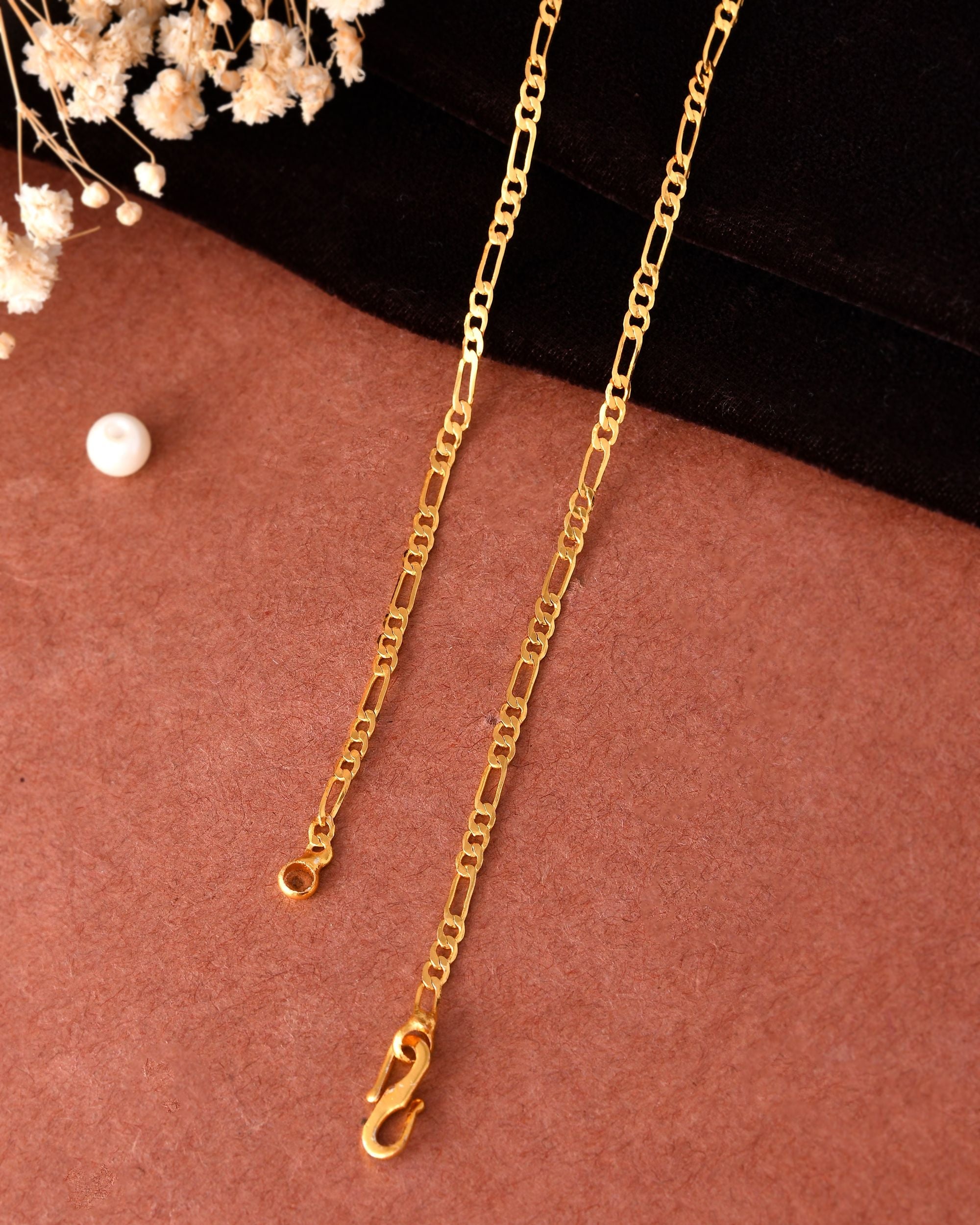 VOJ Women Stainless Steel Gold Polished Minimal Figaro Link Chain - Distacart