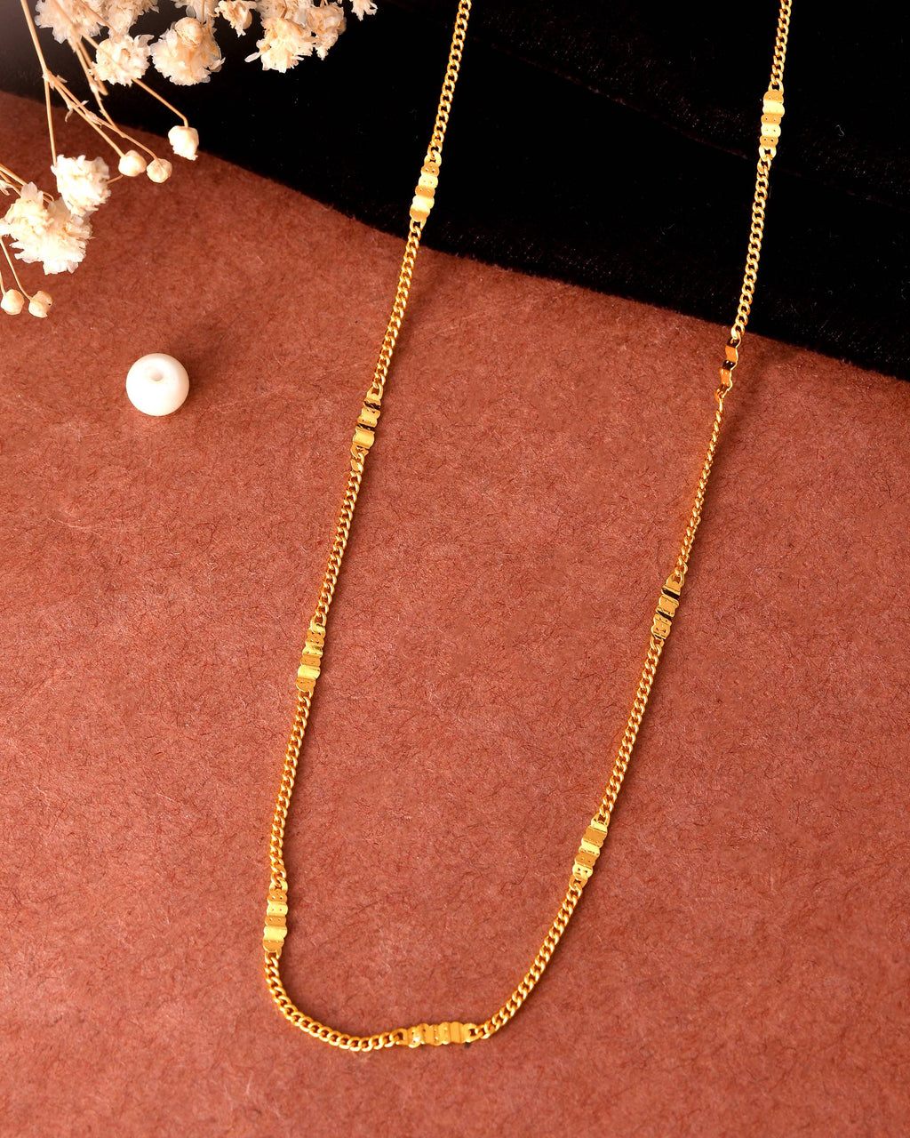 VOJ Women Stainless Steel Gold Polished Minimal Pipe Chain - Distacart