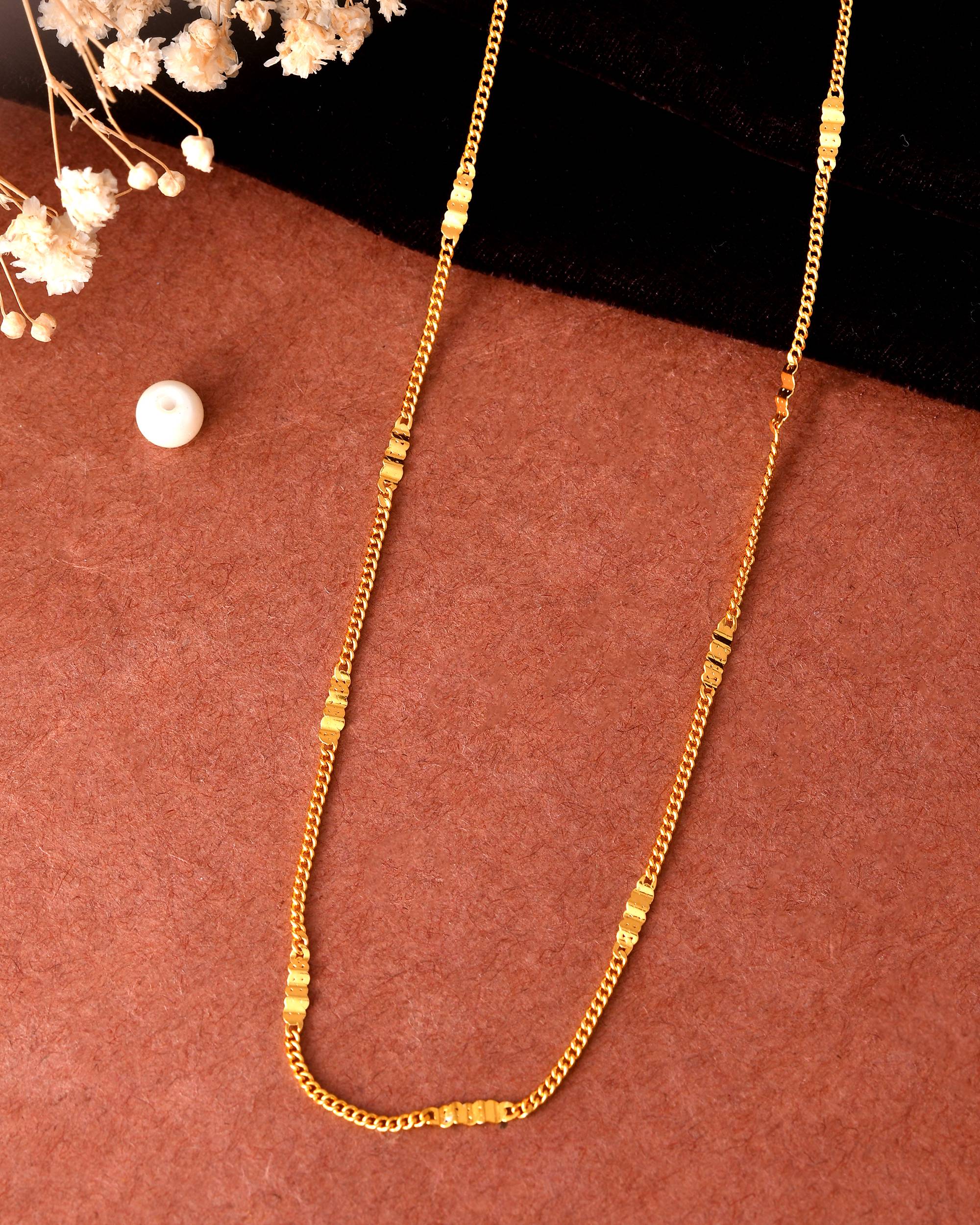 VOJ Women Stainless Steel Gold Polished Minimal Pipe Chain - Distacart