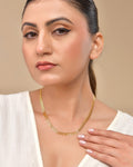 VOJ Women Gold Polished Stainless Steel Minimal Leaf Chain - Distacart