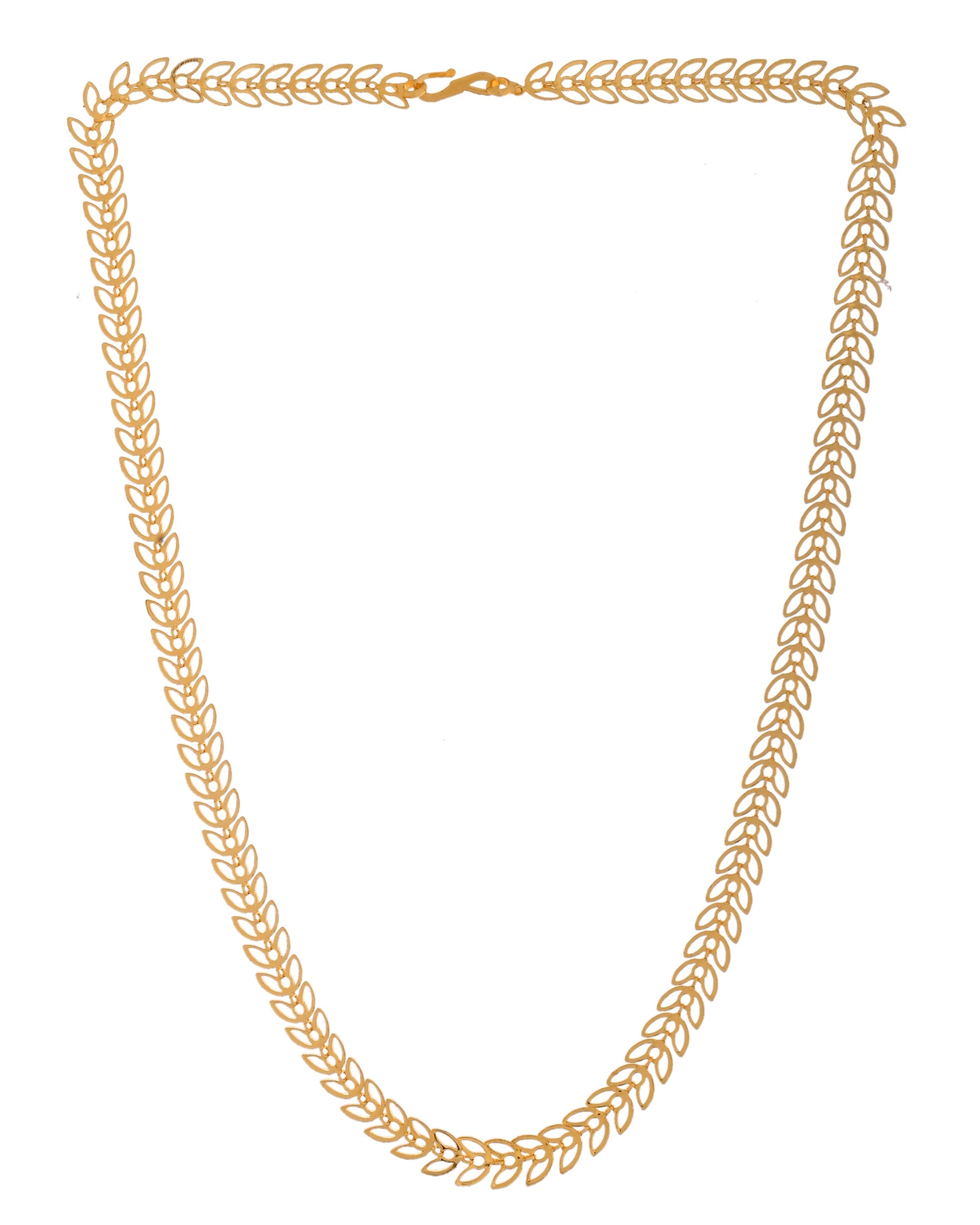 VOJ Women Gold Polished Stainless Steel Minimal Leaf Chain - Distacart