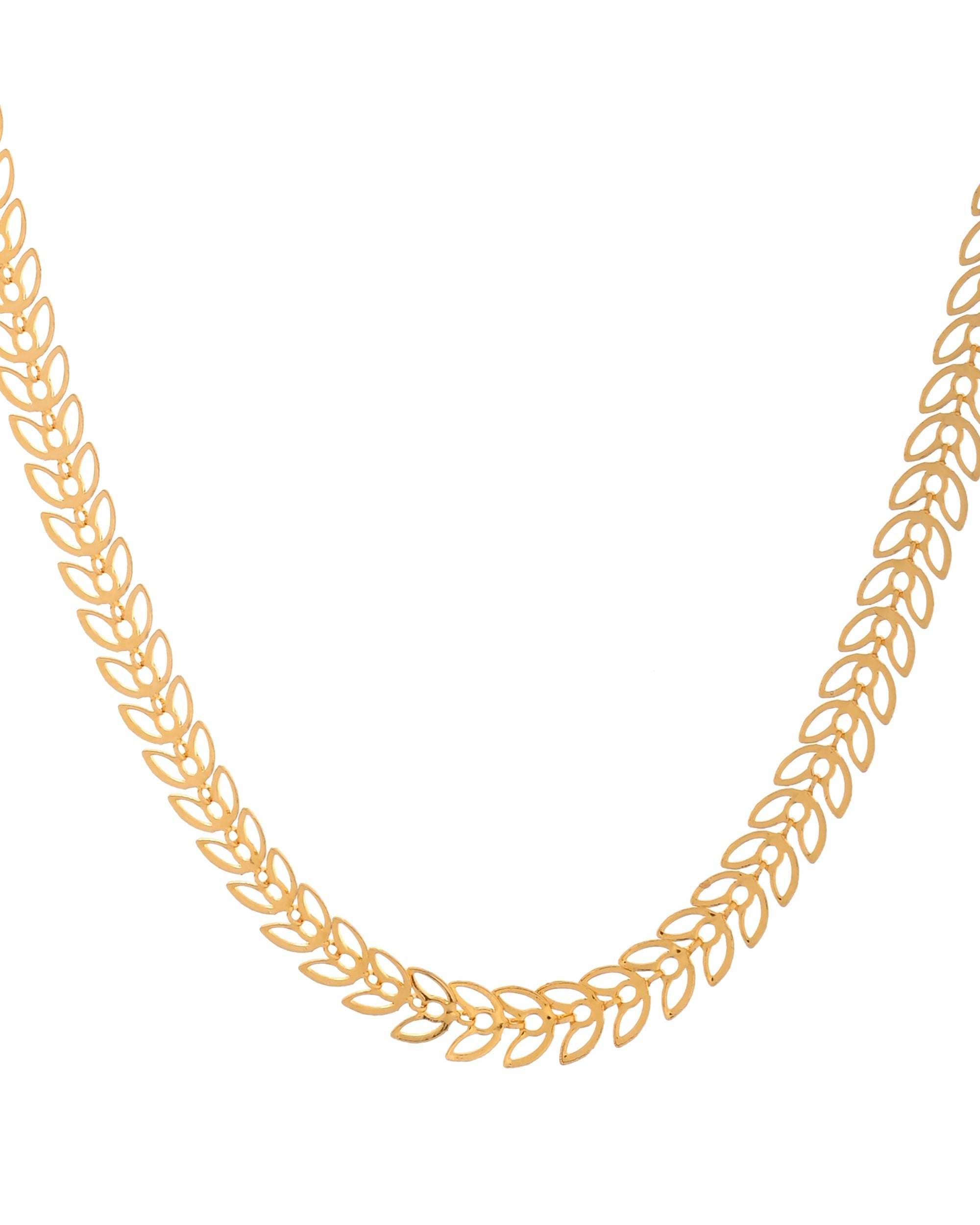 VOJ Women Gold Polished Stainless Steel Minimal Leaf Chain - Distacart