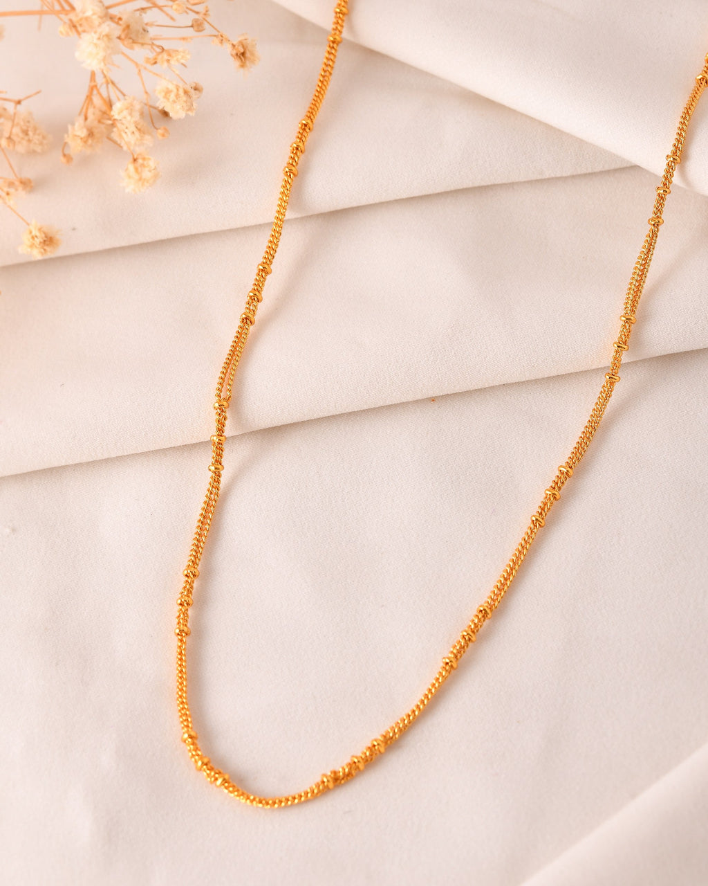 VOJ Women Gold Polished Stainless Steel Ball Chain - Distacart