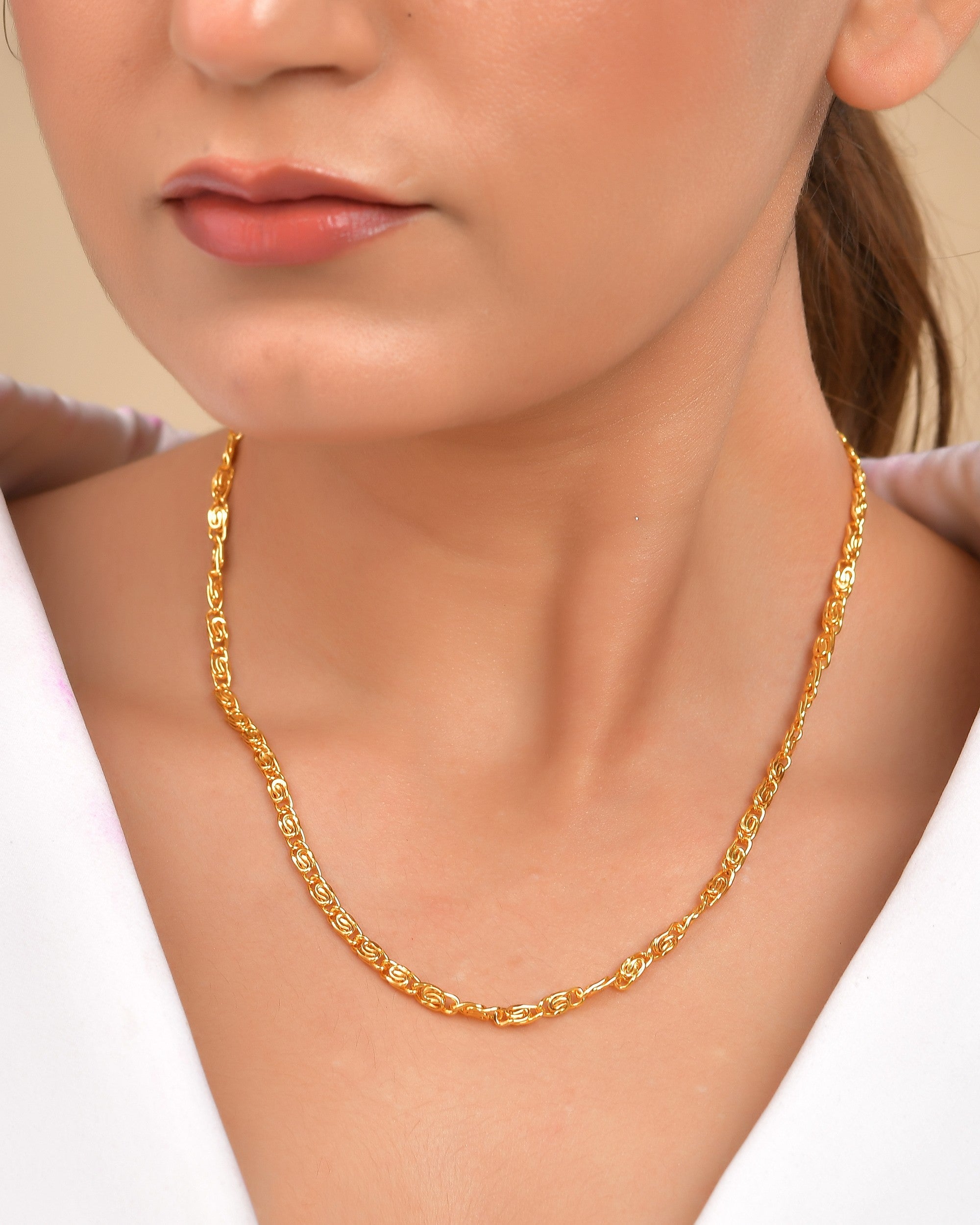 VOJ Gold Polished Minimal Chain For Women - Distacart